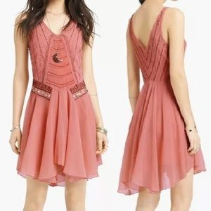 Free People Dress Crinkle Chiffon Pop Champagne XS